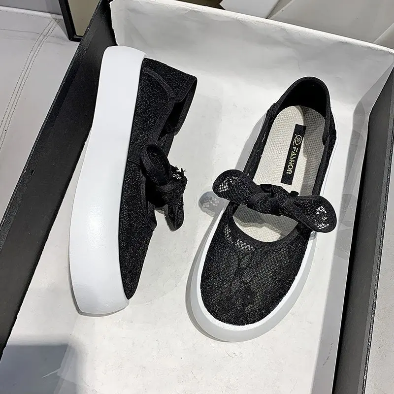 

Big toe shoes student women's shoes net shoes summer new style mesh lace breathable loafers thick-soled casual shoes X841