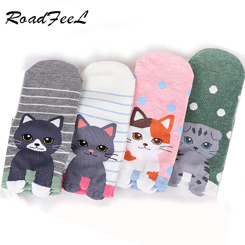 1 / 5 шт. носки с мультяшными животными женские хлопчатобумажные милым котом