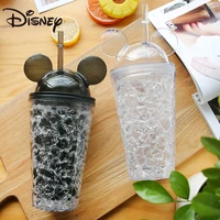 disney creative summer mickey crushed ice cup fashion double layer plastic straw cup juice frost water bottle drink cup