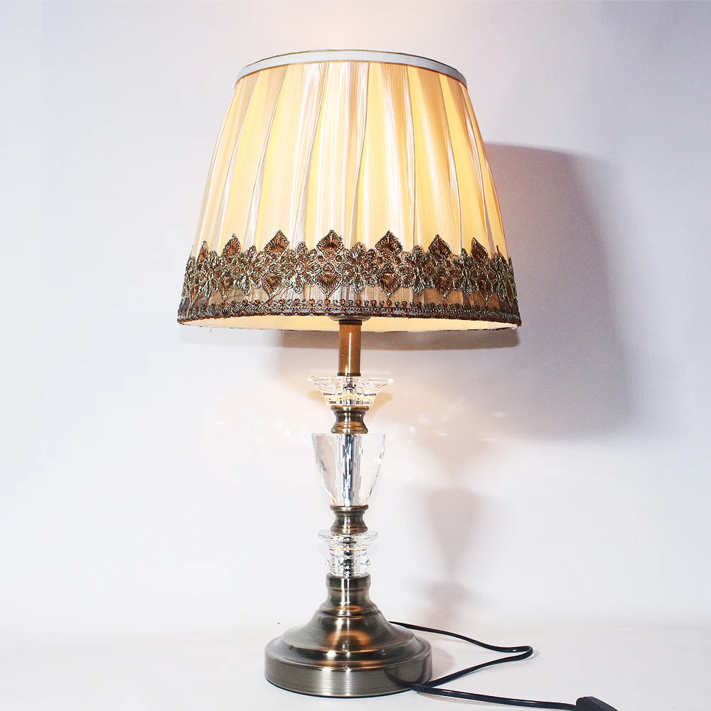 Современный арт деко тканевый Хрустальный Настольный светильник винтажный E27
