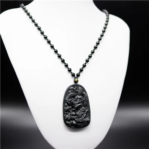 Природный Черный Зеленый Нефритовый дракон Гуаньинь ожерельлье из бисера