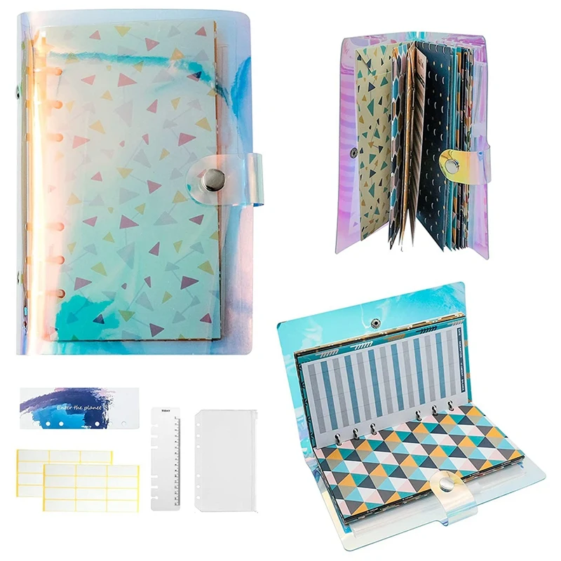

A6 Binder Cover and 12 Clear Envelopes, Budget Binder with Cash Envelopes for Budgeting, Binder Pockets