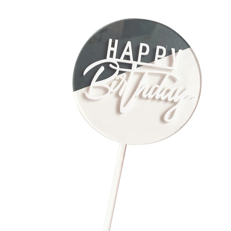

Happy Birthday Acrylic Round Transparent Card Cake Topper Birthday Cake Decorations For Wedding Birthday Party Supplies