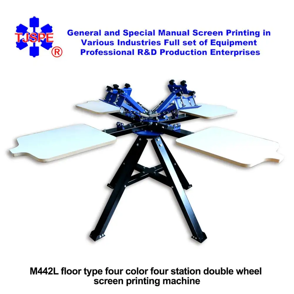 Четырехцветная четырехколесная трафаретная печатная машина SPE M442L Трафаретный