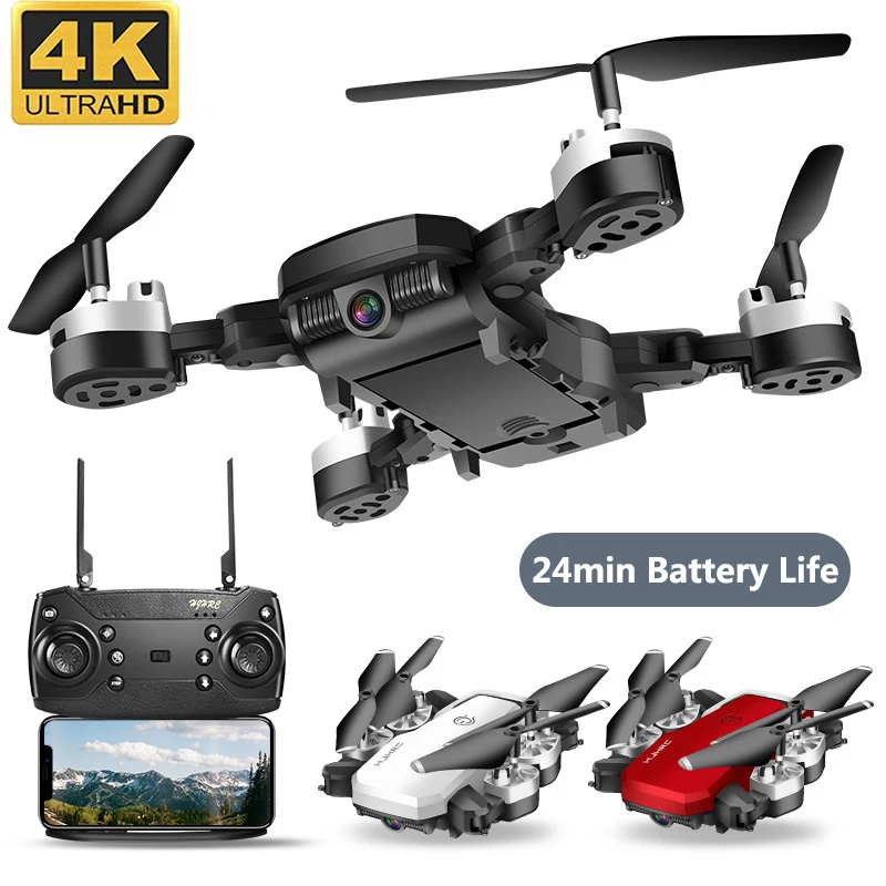 Широкоугольный Дрон HJ28 RC 4K FPV большой складной Квадрокоптер с режимом удержания