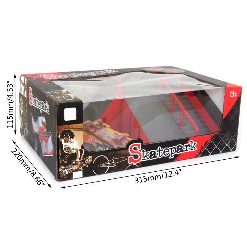 

2021 New Finger Skate Park Kit Ramp Part with 1 Finger Skateboard Mini Scooter Scene Prop