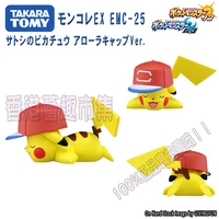 takara tomy genuine pokemon alola region pikachu with hat sleeping emc 25 cute action figure model toys