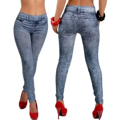 

pring Autumn New Fashion Skinny Slim Thin High Elastic Waist Washed Jeans leggings Pencil Pants Denim Leggings For Women