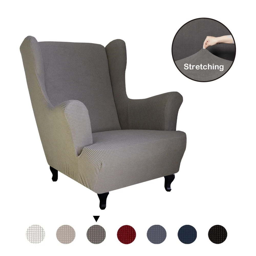 

Suede Elastic Armchair Cover Wingback All-inclusive Sloping Arm King Back Chair Cover Tiger Bench Wing Sofa Back Chair Covers