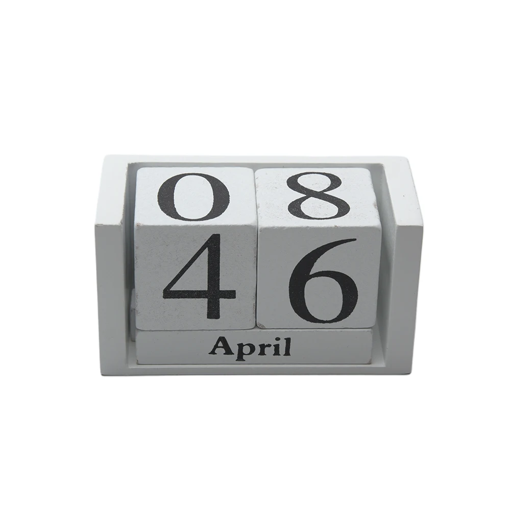 

Living Room Desktop Gifts Reusable Wood Calendar Home Office Decor DIY Wood Block Planner Month Date Display Desk Decoration