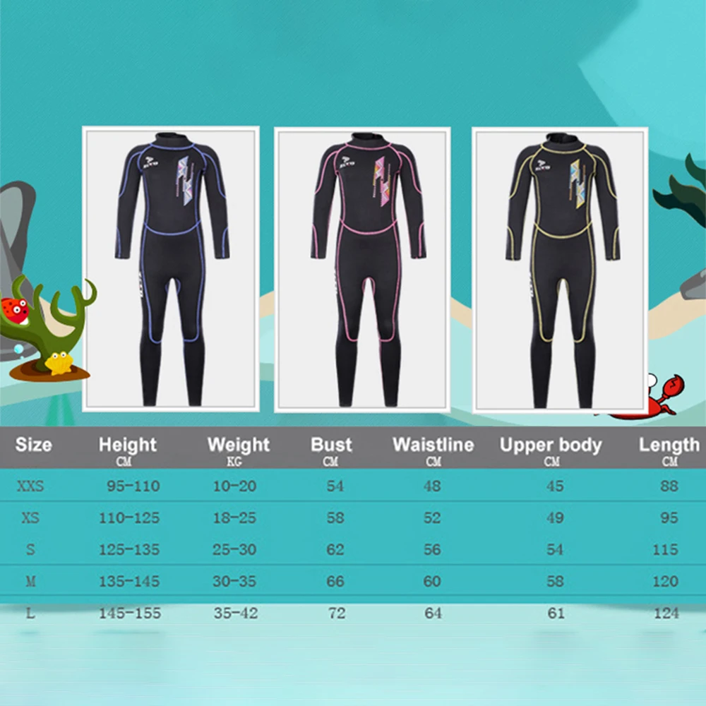 3mm Neoprene Surfing Children Wetsuit Boys Girls Jellyfish Scuba Swimsuit Kids Underwater Diving Suit Keep Warm Wet NEW |