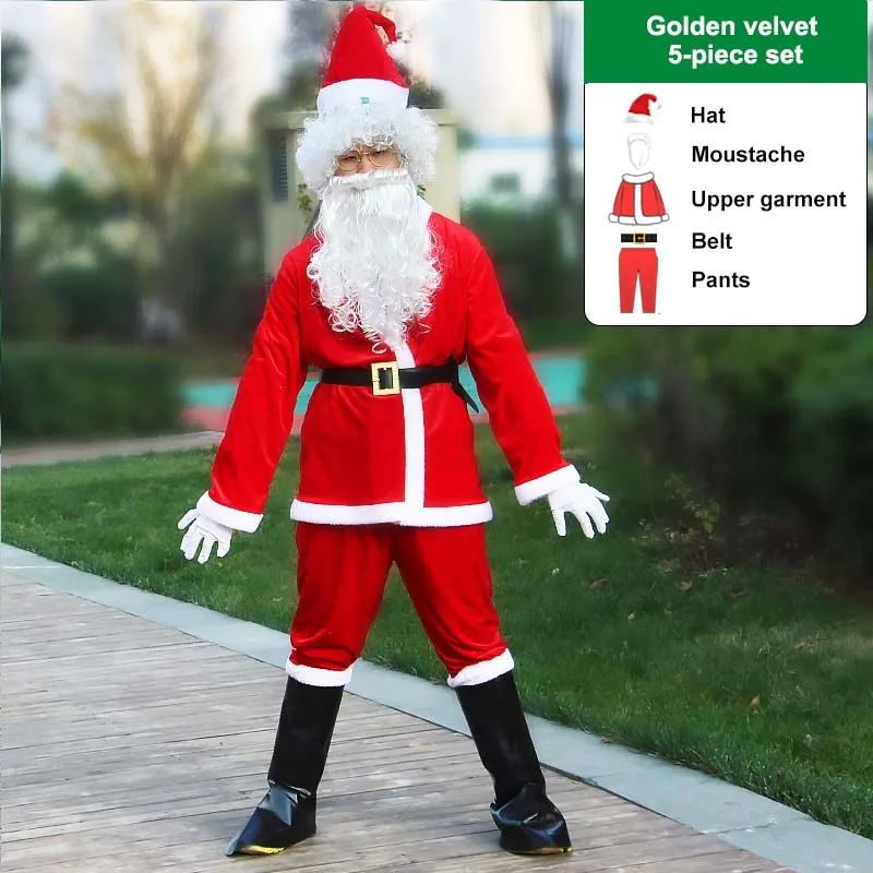 

Новый костюм Санта Клауса, мужская шапка, пояс, Подарочная сумка для бороды, косплей для детей, Милый Забавный Новый стиль, белый и красный