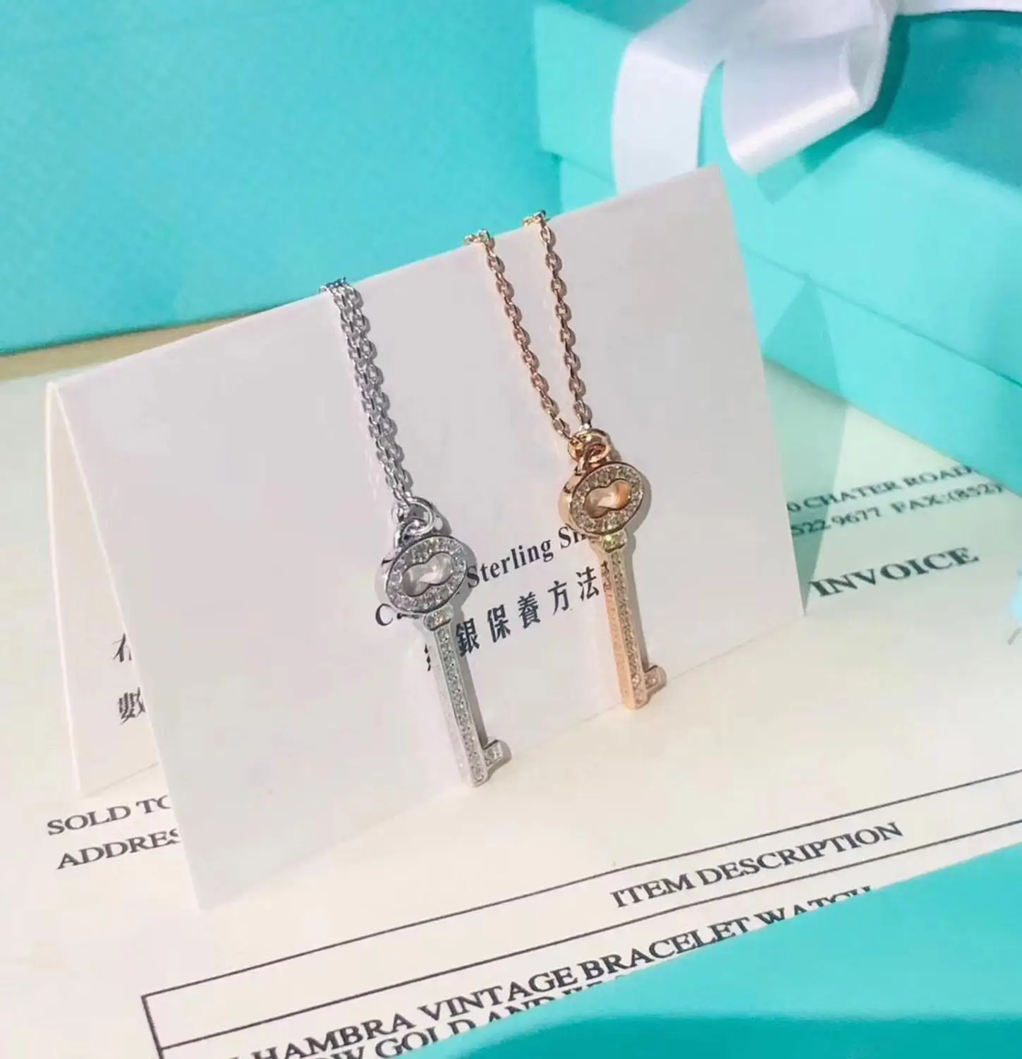 

XL TFB Original 925 Sterling Silver Key Collection Silver Necklace with Logo Women's Jewelry Gift Free Shipping.