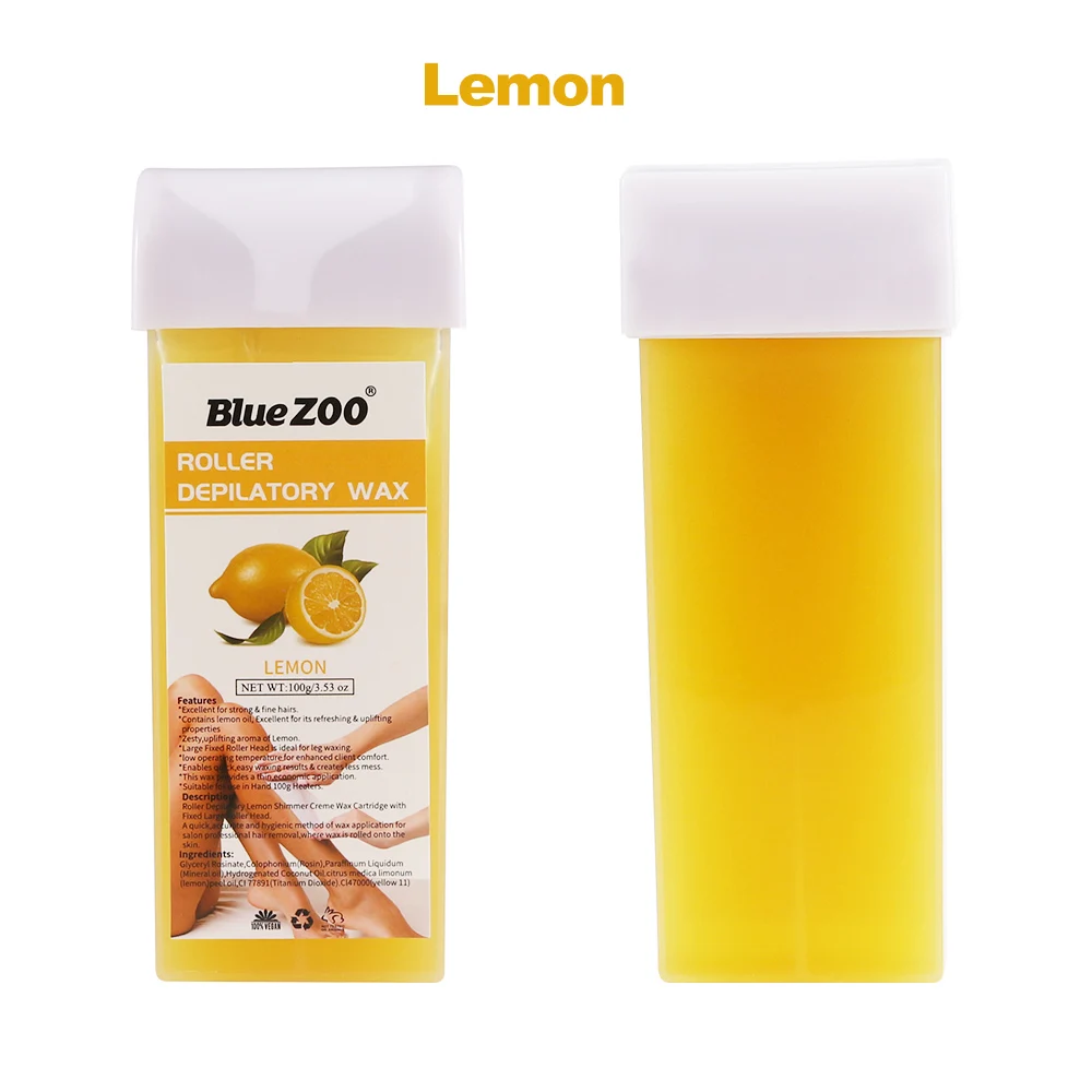 Lemon Blue ZOO, 100 г, роликовый эпиляционный воск, эпилятор для рук, ног, подмышек, тела, воск для удаления волос, несколько ароматов, инструменты для удаления волос - Цвет: Lemon