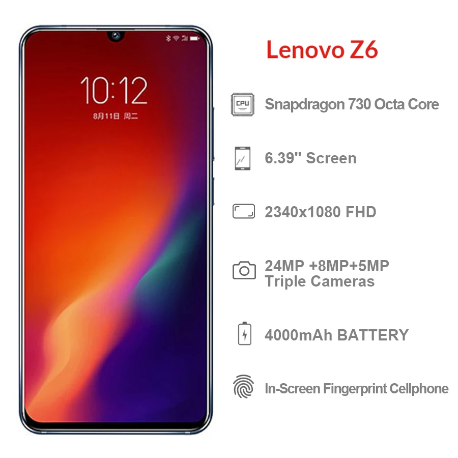 Мобильный телефон lenovo Z6 с глобальной прошивкой Snapdragon 730 4000 мАч батарея 4G LTE 6 39