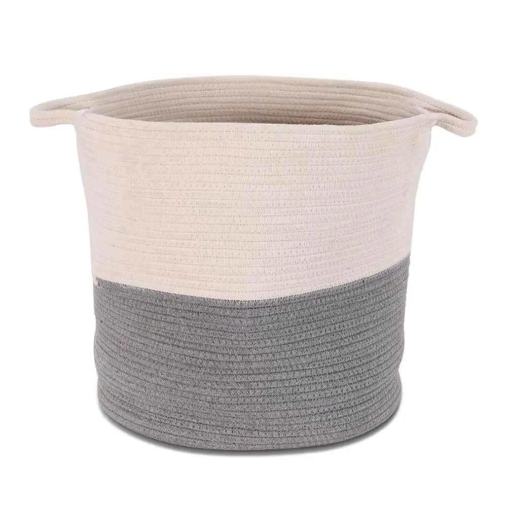

Woven Rope Basket Organizer Clothes 17x15.2 Inch with Handle Collapsible Laundry Basket Cotton for Towels Blanket Toys[US-Stock]