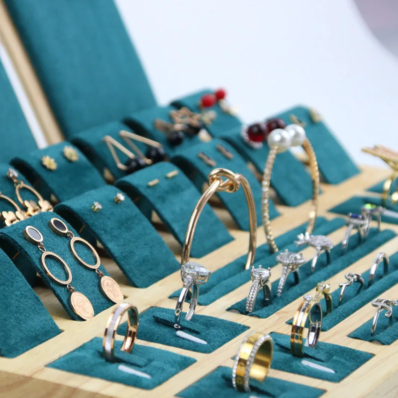 Wood Green Earring Necklaces Display Stand Pendant Hanger for Women Counter Jewelry Stand Shooting Live Jewellery Display Props