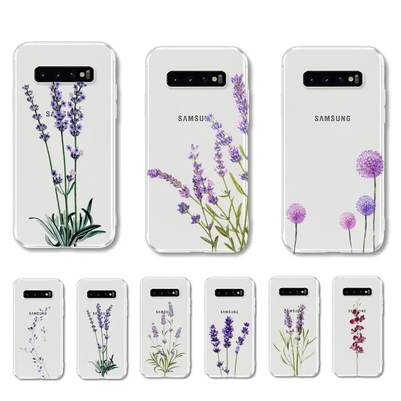 Простой чехол для телефона с фиолетовыми цветами лаванды Samsung Galaxy s5 S6 S7 edge plus S8 S9 S10