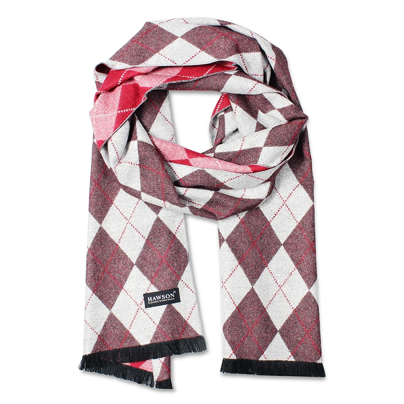 White and Sienna HAWSON Модные Роскошные зимние шарфы для мужчин шеи теплые путешествия головы обертывания - Цвет: White and Sienna