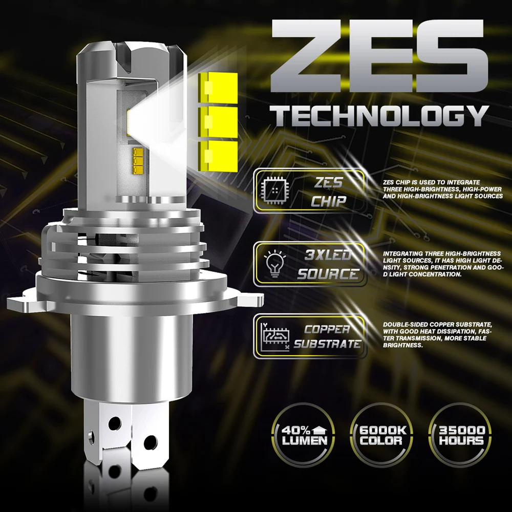 Автомобильные светодиодные лампы 2 шт. H4 Hi Lo новый дизайн 1:1 мини светодиод машины