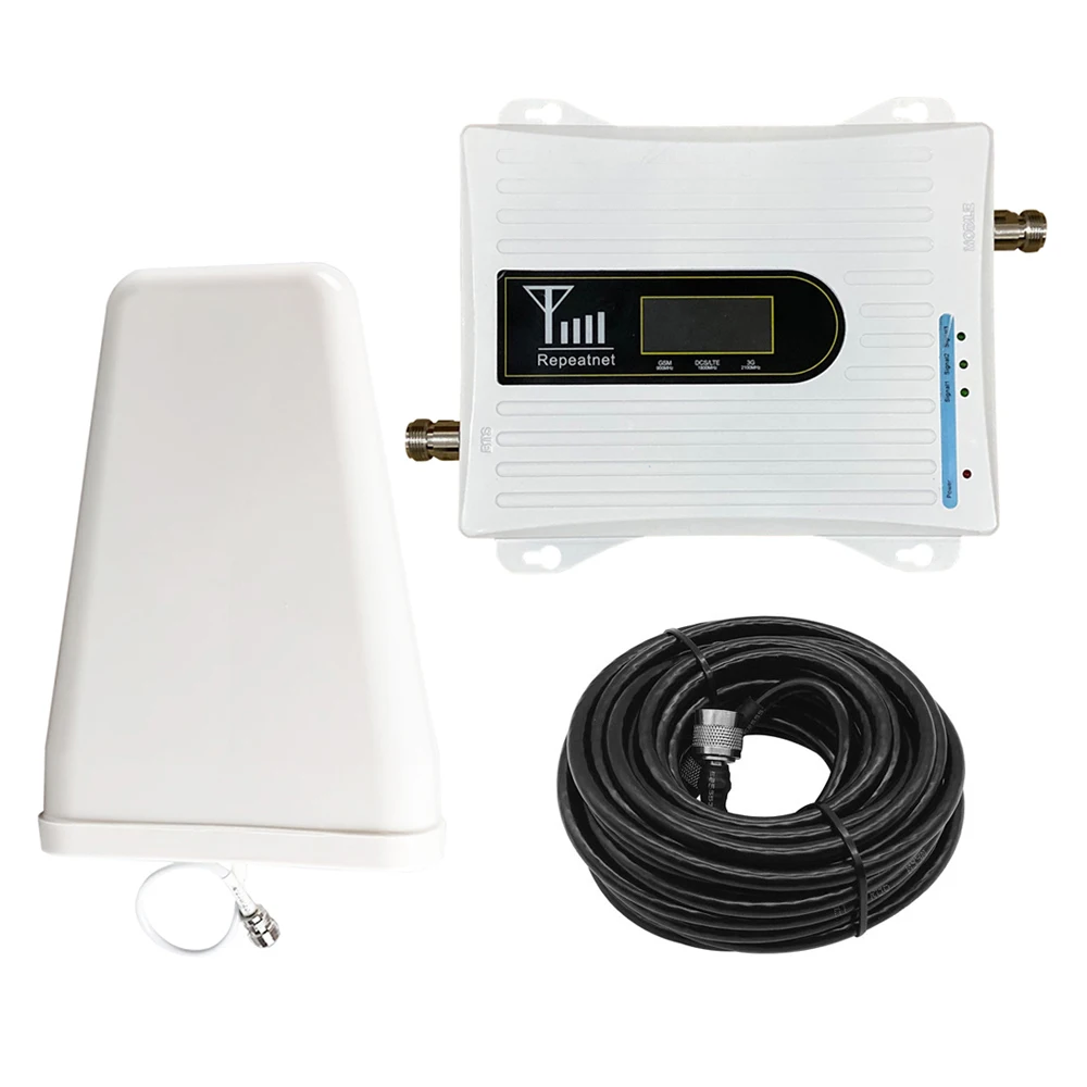 

20A-GDW 2G 3G 4G Triple Band Cell Phone Signal Booster 900/1800/2100MHz Mobile Cellular Signal Repeater Antenna Set