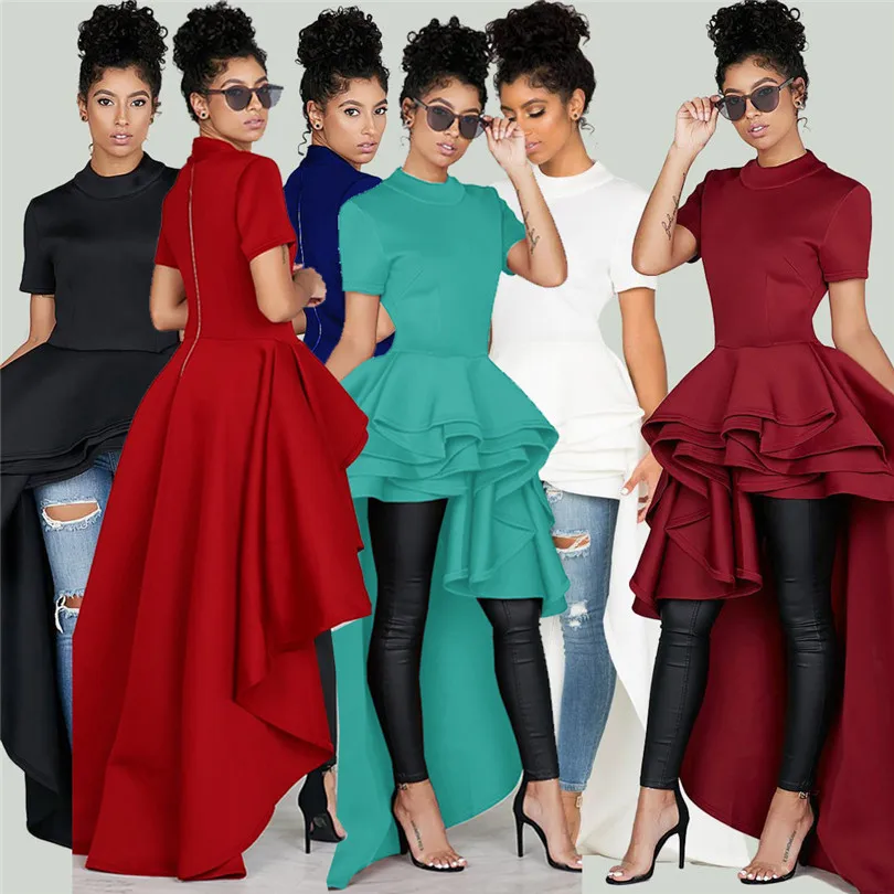 Женское длинное платье с оборками вечерние платья асимметричной длиной летние