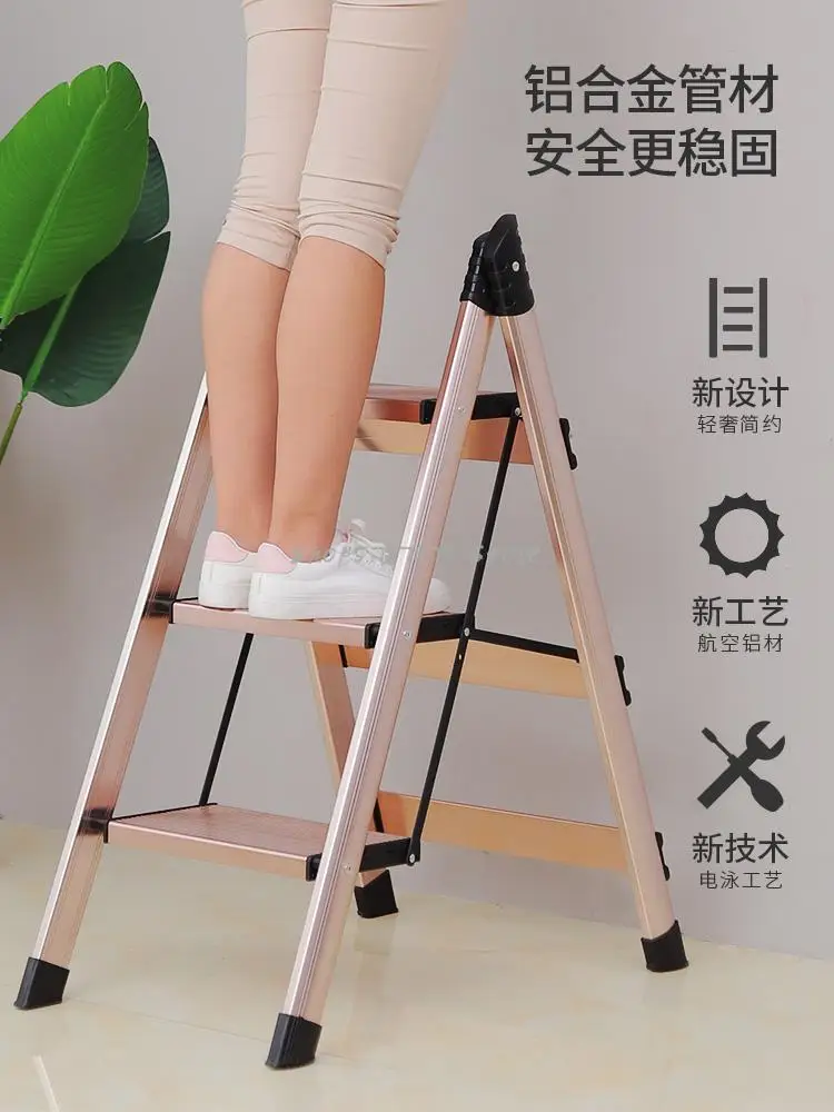 Multi Functional Family Flower Ladder Folding Indoor Aluminum Alloy Small Thickening Three Step Herringbone Storage | Мебель