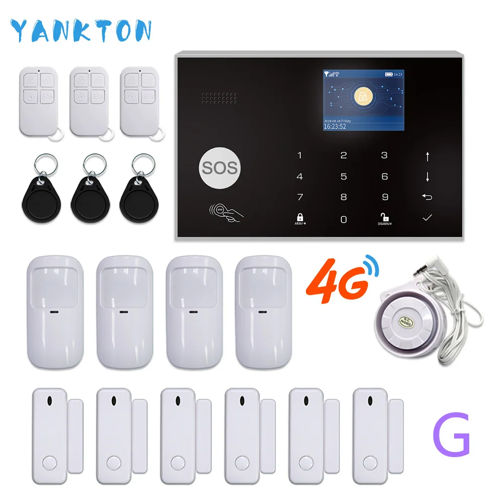 YK-002-4G-G30-G Tuya 433 МГц беспроводной Wi-Fi 4G& 3g домашняя система охранной сигнализации 11 языков охранная сигнализация хост приложение пульт дистанционного управления для Android и IOS - Цвет: YK-002-4G-G30-G