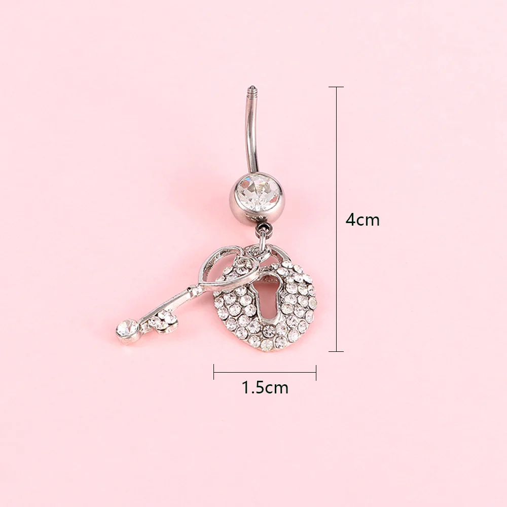 Fashion Jewelry Crystal Heart Shape Key Belly Button Nails Navel Ring Accessories Puncture Dance |