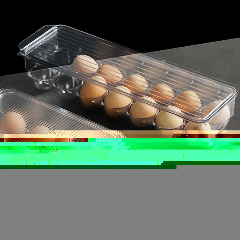 

12/14/21 Grids Egg Box Kitchen Refrigerator Rectangular With Plastic Lid Box Storage Airtight Holder Compartment Transparen R1A8