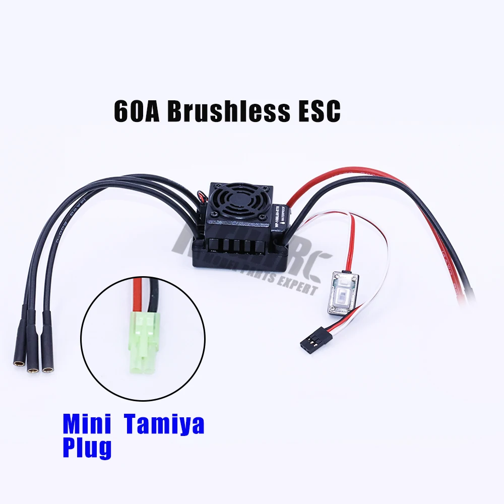 60A Водонепроницаемый ESC 2S 3S SBEC 6В/3A бесщеточный Lipo никель-металл-гидридного подходит 540 двигатель для 1/10 моделей уменьшенного масштаба дистанционного Управление RC автомобиль WP-10BL60-RTR - Цвет: Mini Tamiya plug