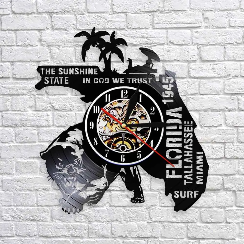 

Флорида городской пейзаж CD виниловая запись Настенные Часы Тема DIY Съемные художественные часы домашний декоративный декор комнаты