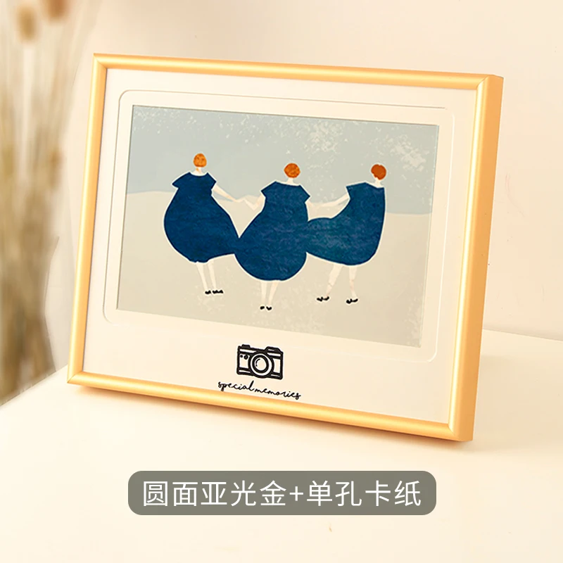 

Modern Photo Frames Metal Minimalist Light Luxury Picture Frame Golden Rectangle Kids Marco De Fotos Desktop Decoration ED50XK