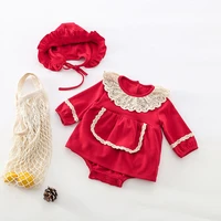 milancel 2021 autumn new baby clothes lace collar bodysuit cotton newborn outfits girls dress toddler clothing with hat