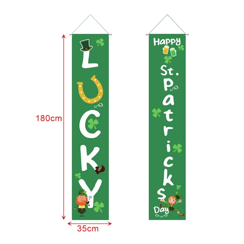 

St Patricks Porch Sign - St Patricks Day Decorations Outdoor Indoor - Happy St Patricks Day and Lucky Banner Decor for Home Wall