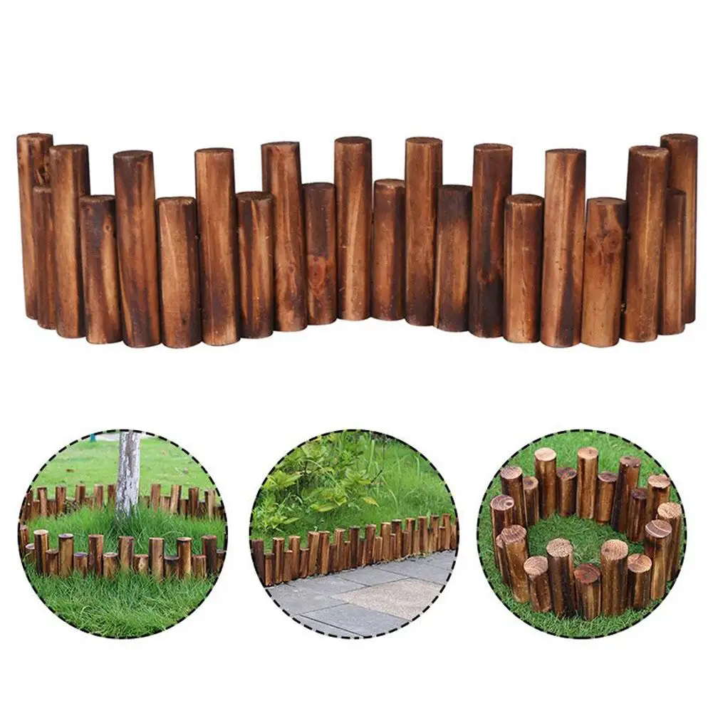 

Anti-Corrosion Wood Log Lawn Grass Edging Garden Flower Bed Border Fence Decor
