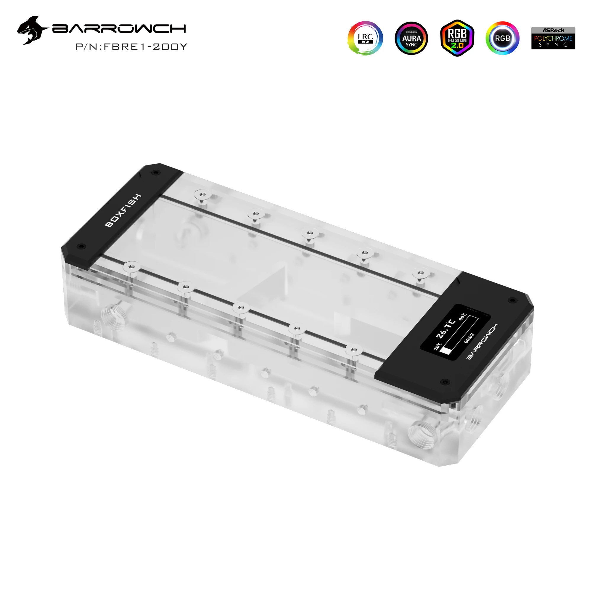 Акриловый квадратный резервуар Barrowch Box Fish серии + цифровой термометр с OLED