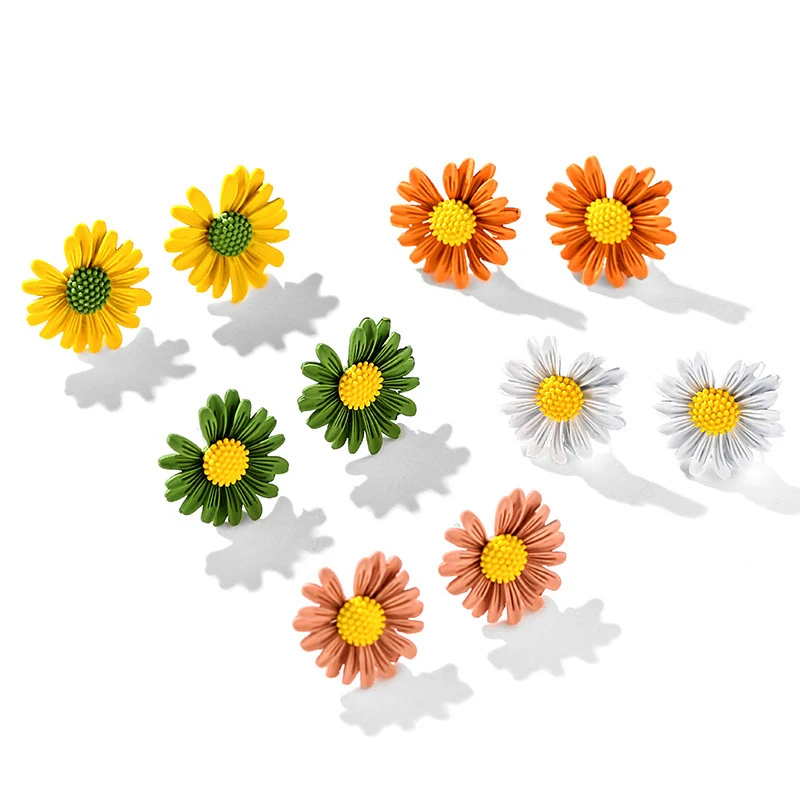 Женские серьги-гвоздики в Корейском стиле милые летние цветочные украшения с