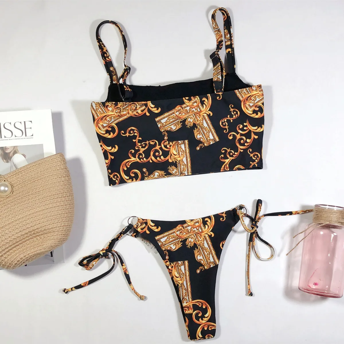 Новый бикини 2020 женские купальные костюмы Для женщин с лямкой на шее бюстгальтер