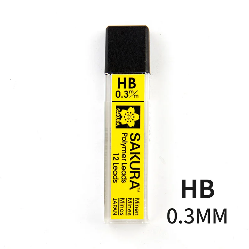 HB-0.3mm-1pcs SAKURA грифель для механического карандаша автоматические карандаши графитные грифели заменить свинцово 2B/2 х/б/HB 0,3/0,5/0,7/0,9 мм студенческие канцелярские принадлежности - Цвет: HB-0.3mm-1pcs
