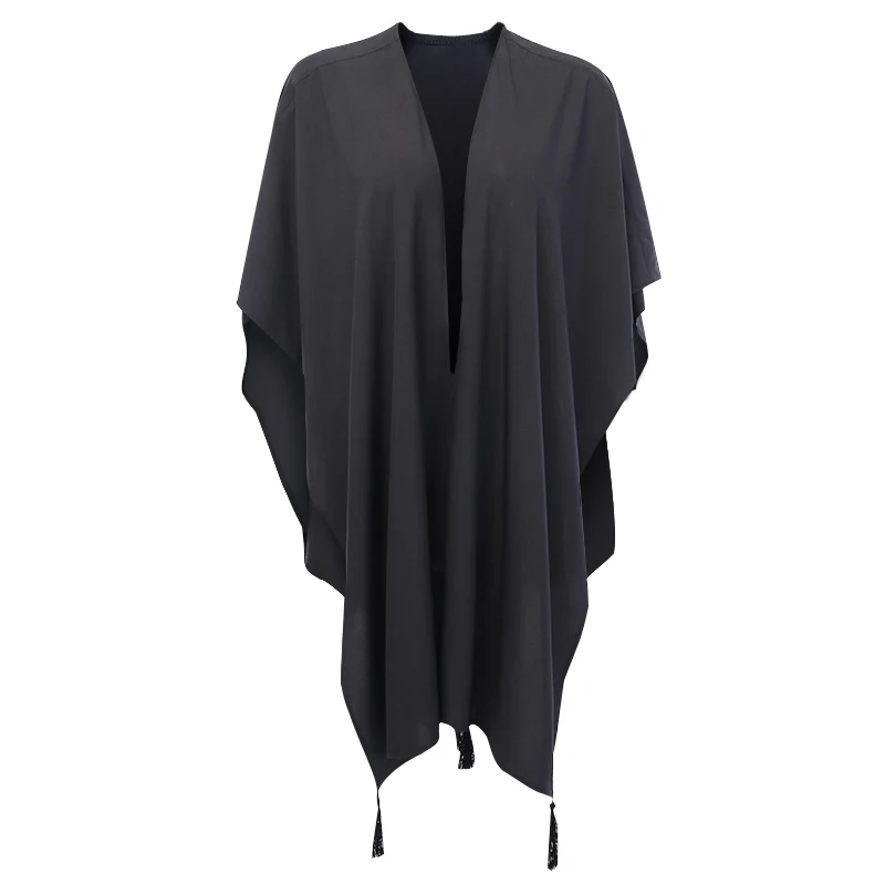 

Vintage Halloween Grunge Gothic Women Poncho Goth Dark V-neck Loose Bat Cloak with Tassel Moon Print Sleeveless Capes Women Punk