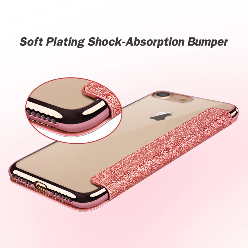 Роскошный блестящий чехол-книжка для iPhone 6 7 plus противоударный защитный чехол с