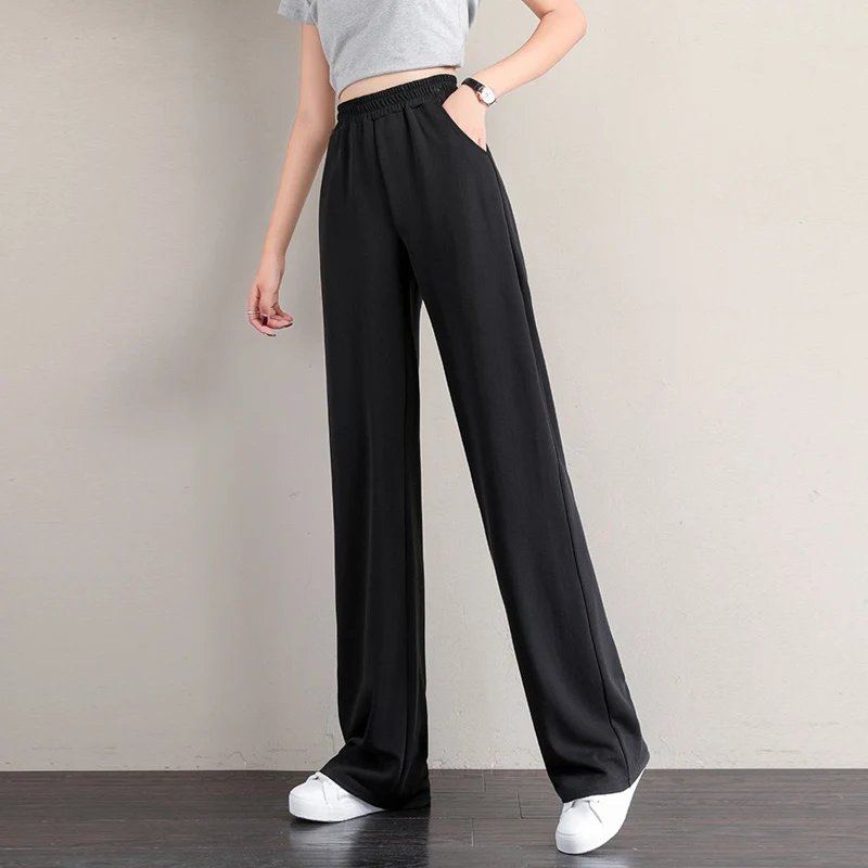 

Women Straight Pants Wide leg high waist full length Sweatpants Korean style Streetwear Loose Oversize Famale Casual trousers