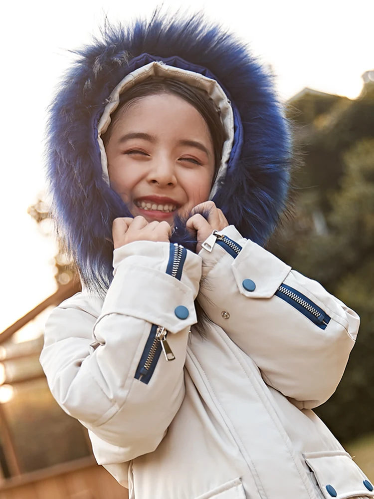 Детские зимние куртки пуховое пальто/парки для девочек детское пальто зимняя