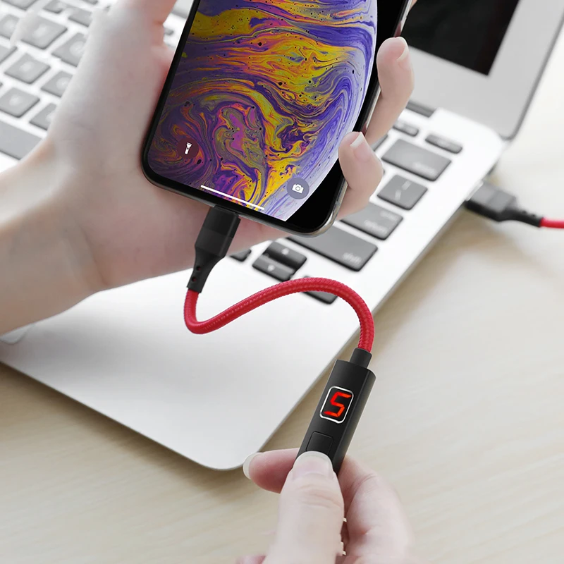 HOCO usb кабель для iphone кабель 11 Pro X XS Max XR 8 7 ipad pro Отображение времени зарядки быстрое зарядное устройство для телефона