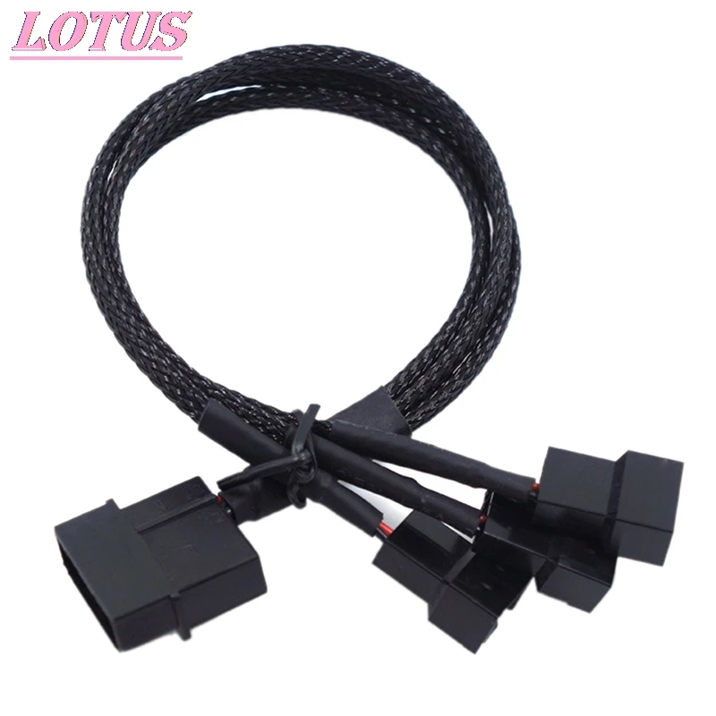 

27cm Molex To 3 Way 3Pin/4Pin Fan Adapter for Computer Case Fan / CPU Fan / Mining Cooling Fans black