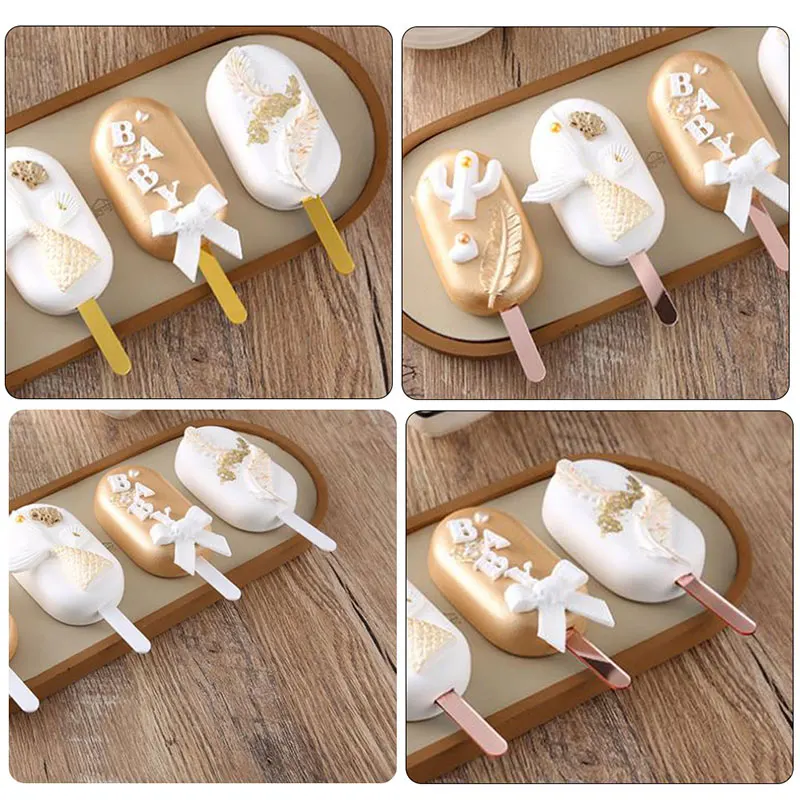 10pcs acrylic Ice Cream Sticks Popsicle Stick Kids Crafts DIY Handmade Making Baby Shower Kis Gift | Дом и сад