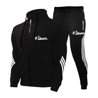 2021 spring autumn new vespa logo hooded sports suit men brand design high end stitching baseball uniform zipper two piece suit