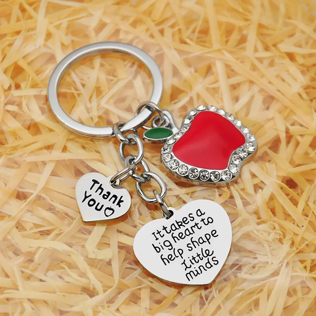 

Thank You Teachers Love Heart Keychain Chic Red Keyring Thanksgiving Teacher School Party Gifts Souvenir Key Chains Rings