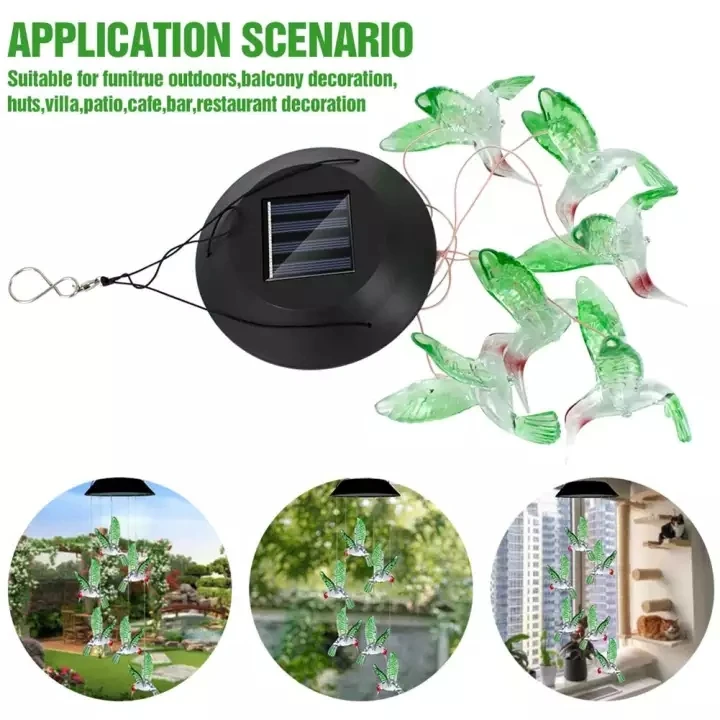 

LED Hummingbird Solar Power Lamp Color Wind Chimes Fairy Light String Light Garden Decoration for Home Patio Yard Decoration